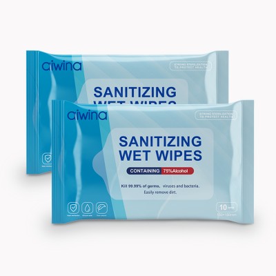 Kills 99.99% bacteria alcohol wet wipes in softpack with dispenser hypoallergenic wet wipes with chamomile natural extract